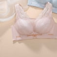 thumbnail image 5 of Bigersell Tshirt Bras for Women Lace Trim U-Neck Push up Bras Lightly Padded Soft Bra Solid Polyester Hook and Eye Bra Closure Wireless Everyday Bras Women’s Sports Bras B-14-Pink XL, 5 of 6