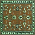 thumbnail image 1 of Ahgly Company Machine Washable Indoor Square Persian Turquoise Blue Traditional Area Rugs, 6' Square, 1 of 4