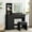 Black, variant on Sunvasagoo LED Makeup Vanity Desk Set, Lighted Mirror, Charging Station&Stool, Storage Cabinet, Black