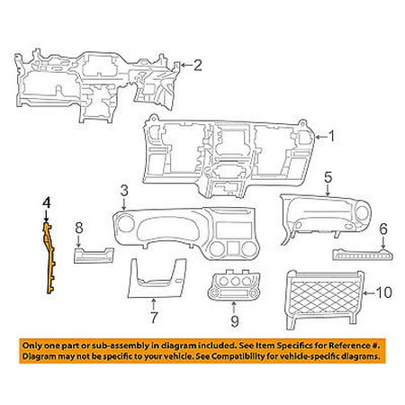 Jeep CHRYSLER OEM 11-16 Wrangler Instrument Panel Dash-End Cap Right 1PJ30DX9AD