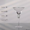 thumbnail image 3 of 2 Piece Premium Clear Stem Crystal Martini Glasses with Silver Rim and Diamond-like Rhinestones, Elegant 10oz Glassware Set for Cosmopolitan, Vodka, Gin and Other Cocktails, Fancy Manhattan Drinkware, 3 of 8