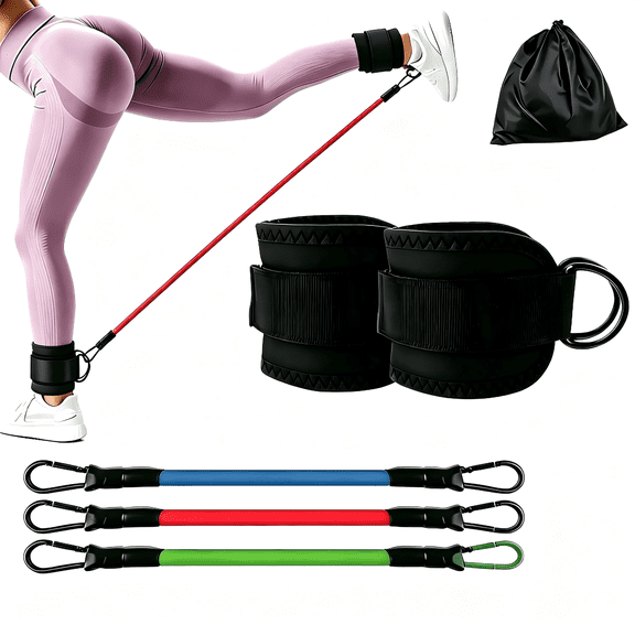 Ankle Resistance Bands with Cuffs, Home Gym Workout Equipment, Lifting Glute Butt Exercise Equipment for Women, Ankle Weights Fitness Band Set