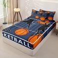 thumbnail image 2 of Castle Fairy Eat Sleep Basketball Zipper Full Size Comforter Sets with Fitted Sheet and 2 Pillowcases, Sport Ball Gamer Zipper Bedding Set, Navy Orange,4pcs,Navy Blue Reversible, 2 of 6