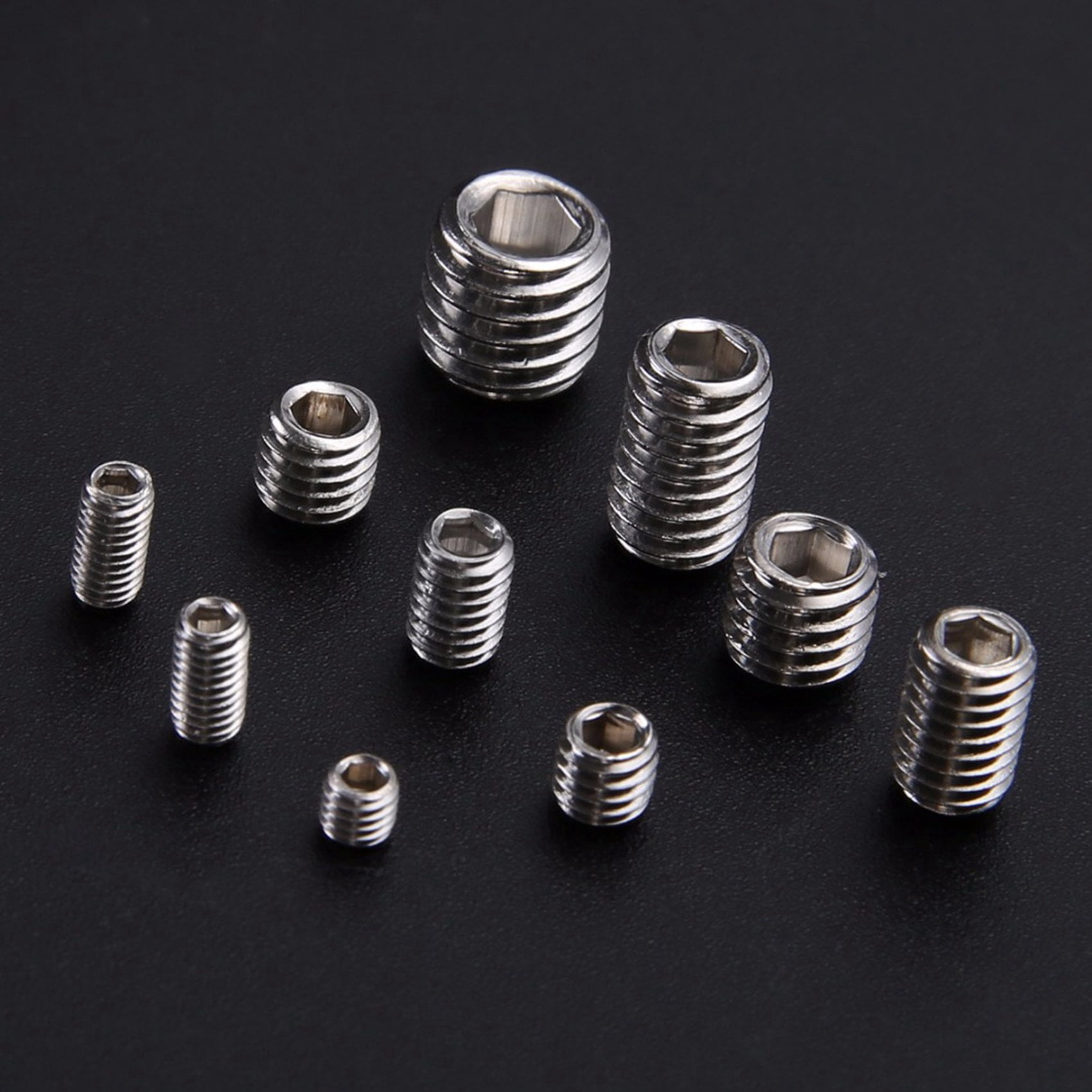 200 Pcs 304 Stainless Steel Grub Screws Hex Socket & 280 Pcs Spring Pin Tension Elastic Cylindrical Cotter Pins