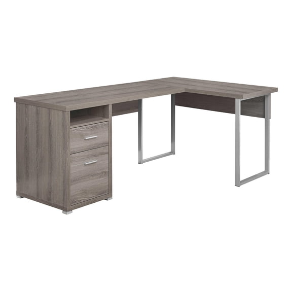 Pemberly Row Computer Desk Home Office Corner L Shape Work Laptop Metal Brown