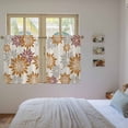 thumbnail image 3 of Geometric Flower Tier Curtains 54 Inch Length, Vintage Country Floral Orange Grey on Linen Cafe Short Curtains for Bathroom Sink, Small Kitchen Curtain Light Filtering Drapes 2 Panels 27.5"Wx54"L, 3 of 8