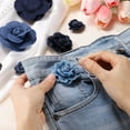 thumbnail image 4 of Paquete de 6 Flores de Tela de Denim en 3 Tamaños, Parche de Flor de Tela de Denim, Aplicaciones de Tela para Decoración de Vestidos, Suministros para Manualidades, Azul Oscuro (45/55/75mm), 4 of 6