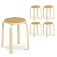thumbnail image 3 of Demi Bonn Set of 4 18" Wood Home Backless Dining Chairs with Stackable Space Saving Design, Beige, 3 of 6