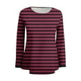 thumbnail image 3 of GigrtiJin Women's Striped Printed Blouse Fall Round Neck Long Sleeve Casual Loose T-Shirt Comfy Basic Pullover Tops, 3 of 4