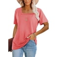 thumbnail image 1 of Camiseta Casual de Mujer Lunivop con Escote Cuadrado y Manga Corta, 1 of 3