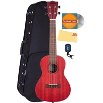 Kala MRT-RED-C Watercolor Meranti Concert Ukulele - Adobe Red Bundle with Hard Case, Tuner, DVD, and Austin Bazaar Polishing Cloth