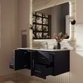 thumbnail image 4 of Lexora Home Geneva 48" Carrara Marble Top Single Vanity in Navy Blue, 4 of 11