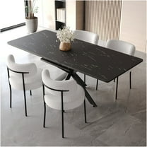 JERFIT Expandable Dining Table Set for 8 with Upholstered Chairs, Black White Modern Kitchen Table for Dining Room