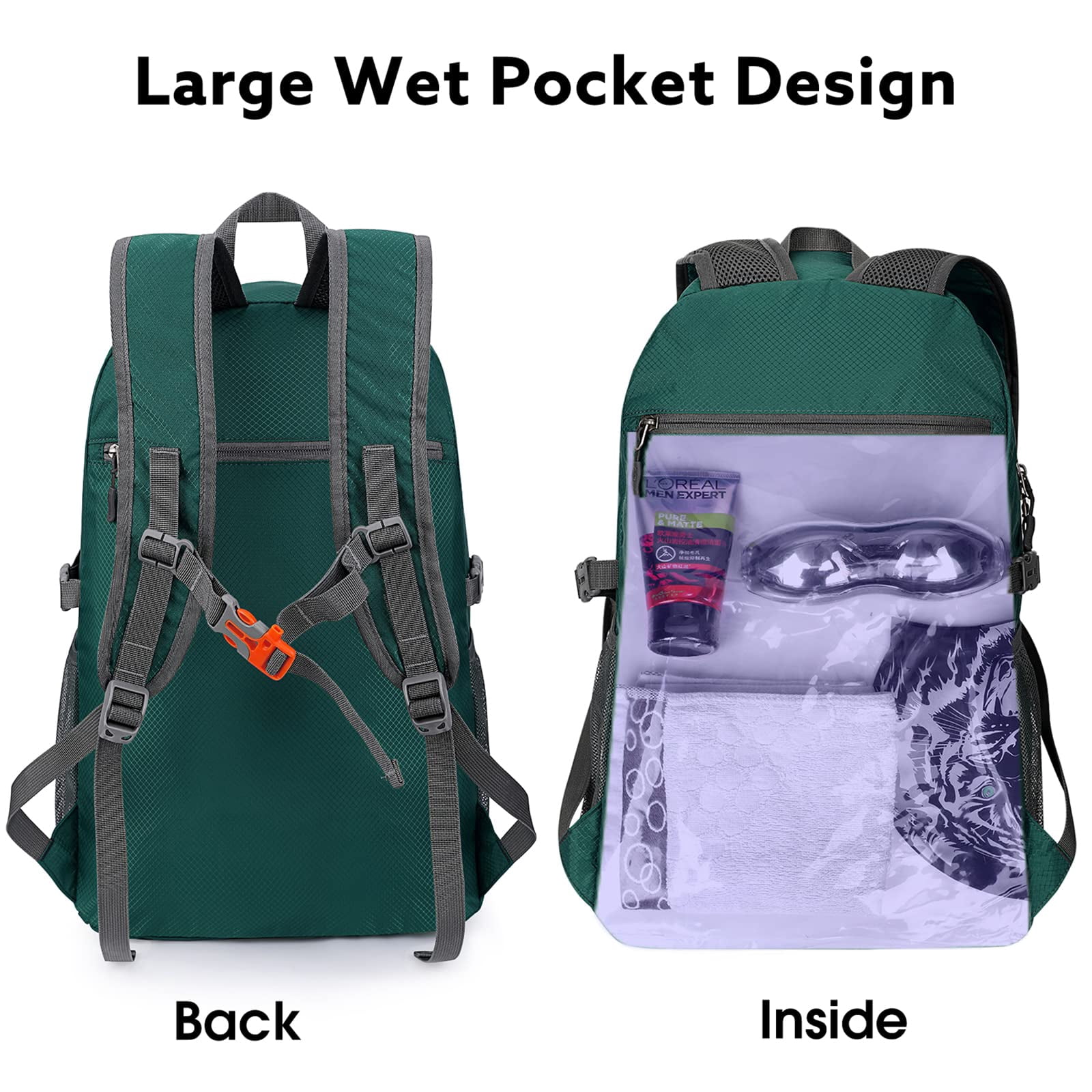 G4Free 40L Lightweight Packable Hiking Backpack, Waterproof Travel Daypack