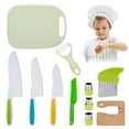 thumbnail image 2 of 11Pcs Toddler Cutter Set with Cutting Board Portable Plastic Kitchen Cutter Set with Potato Chipper, 2 of 7