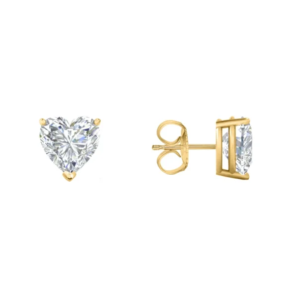 Heart Shape Moissanite Stud Earrings D Color, 925 Sterling Silver Gold Plated Earrings for Women Men, Lab Diamond Look Hypoallergenic Jewelry, Elegant Gift for Her, Anniversary, Wedding, Birthday