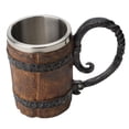 thumbnail image 3 of Toystoory Taza de doble capa de imitación de madera para sesiones de bebida únicas. Vaso de cerveza con revestimiento interior de acero Barra de herramientas, 3 of 6