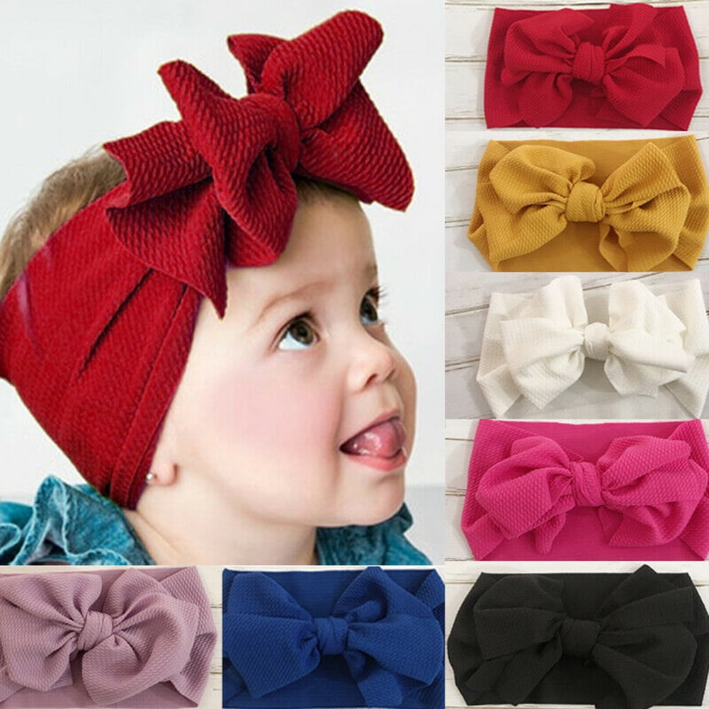 Baby Kids Girl Elastic Bowknot Headband Infant Hair Band Head Wrap Bow Headwear 