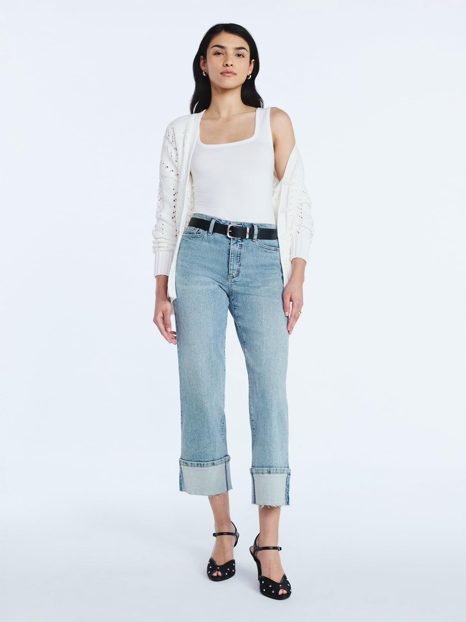 Scoop Women's and Women's Plus Benton Cuffed Ankle Jeans, 25", 27", and 29" Inseams, Sizes 0-26W