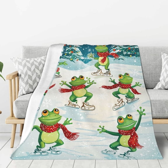 Christmas Frog Throw Blanket Ultra Soft Cozy Decorative Flannel Blankets for Home Bed Couch Chair Travel 50x40