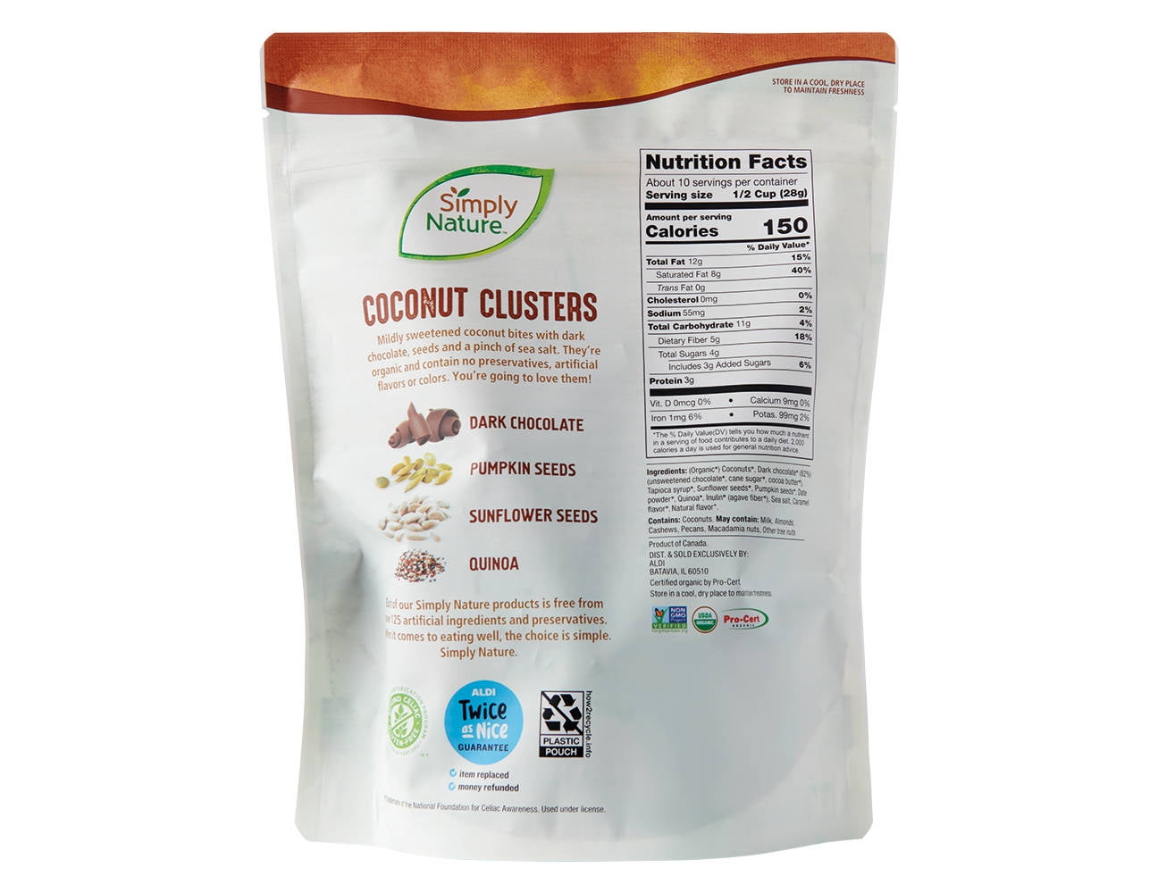 Keto Simply Nature Coconut Clusters Dark Chocolate 10 oz - 3 PACK