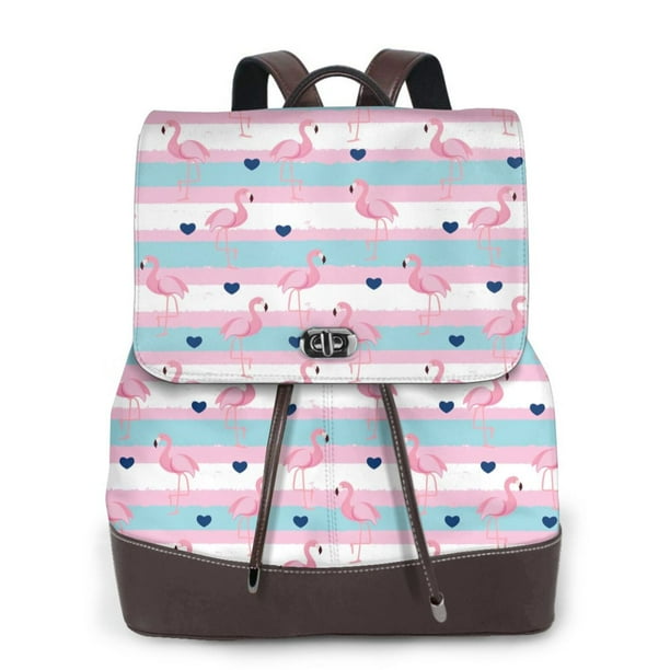 Disketp Flamingo1 Mochila de Cuero para Mujer, Bolso de Espalda Antirrobo con Estilo para Viaje, Trabajo y Uso Diario