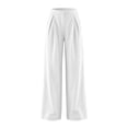 thumbnail image 6 of Linen Pants for Women Ihhxva Relaxed Fit Elastic Waist Solid Color Fashion Adjustable with Pockets Beach Work Outdoor Trousers S-2XL, 6 of 9