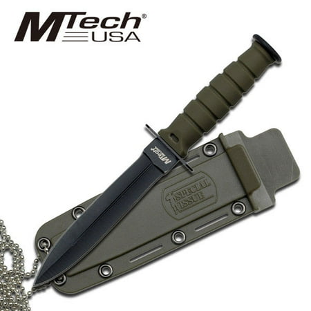 MTech USA Army Green Double Edge Stainless Steel Fixed Blade Knife (Best Honing Steel For Shun Knives)