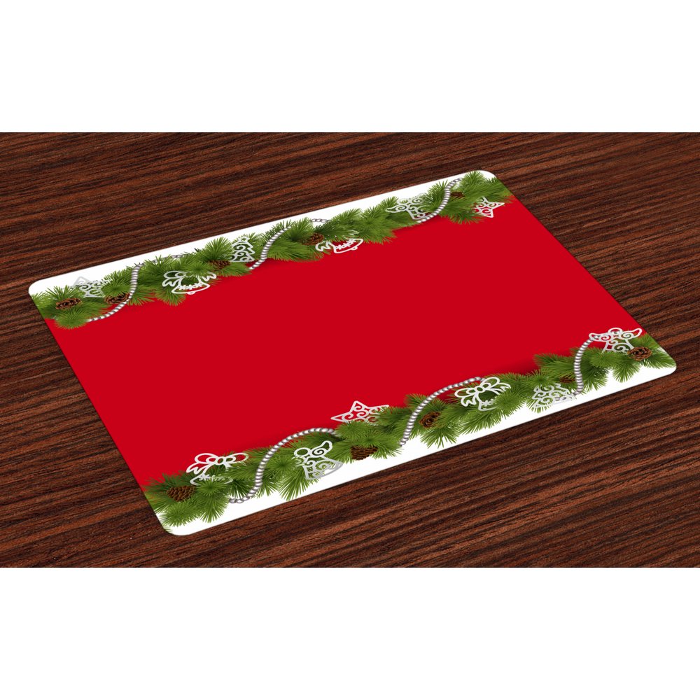 Christmas Placemats Set of 4 Noel Time Celebratory Icons Spiral