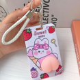 thumbnail image 5 of Student Portable Double-sided pattern Cartoon Bank Card Bus Card Push pull card sleeve Keychain Peach butt Card Holder WHITE, 5 of 8
