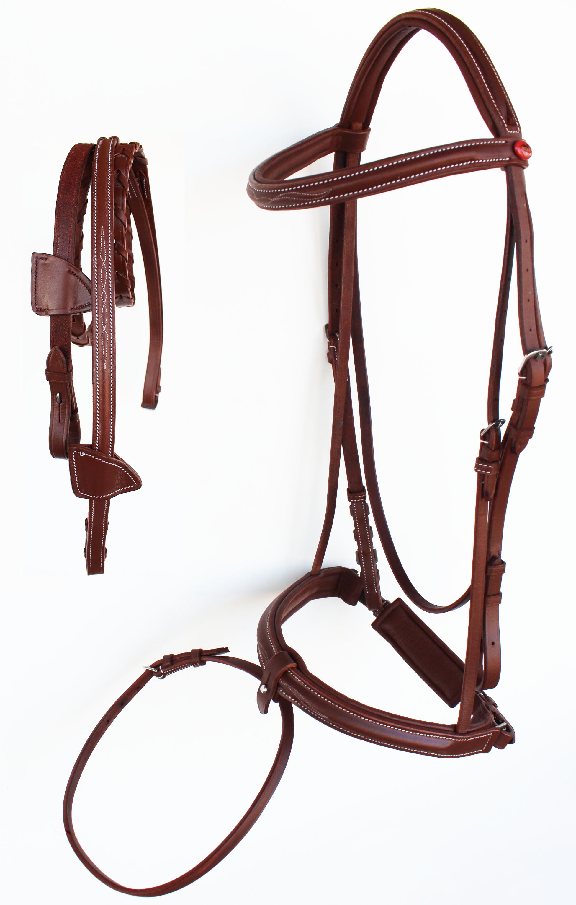 Horse English Padded Leather Raised Flash Bridle Reins Full 803127F