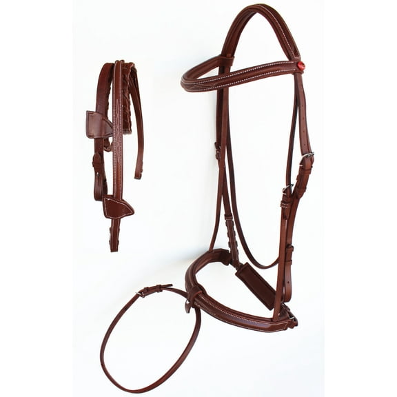 Horse English Padded Leather Adjustable Flash Bridle Reins Full 803127CNF