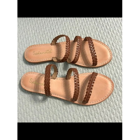 

SPLENDID Womens Brown Braided Cushioned Thora Round Toe Slip On Leather Sandals 8