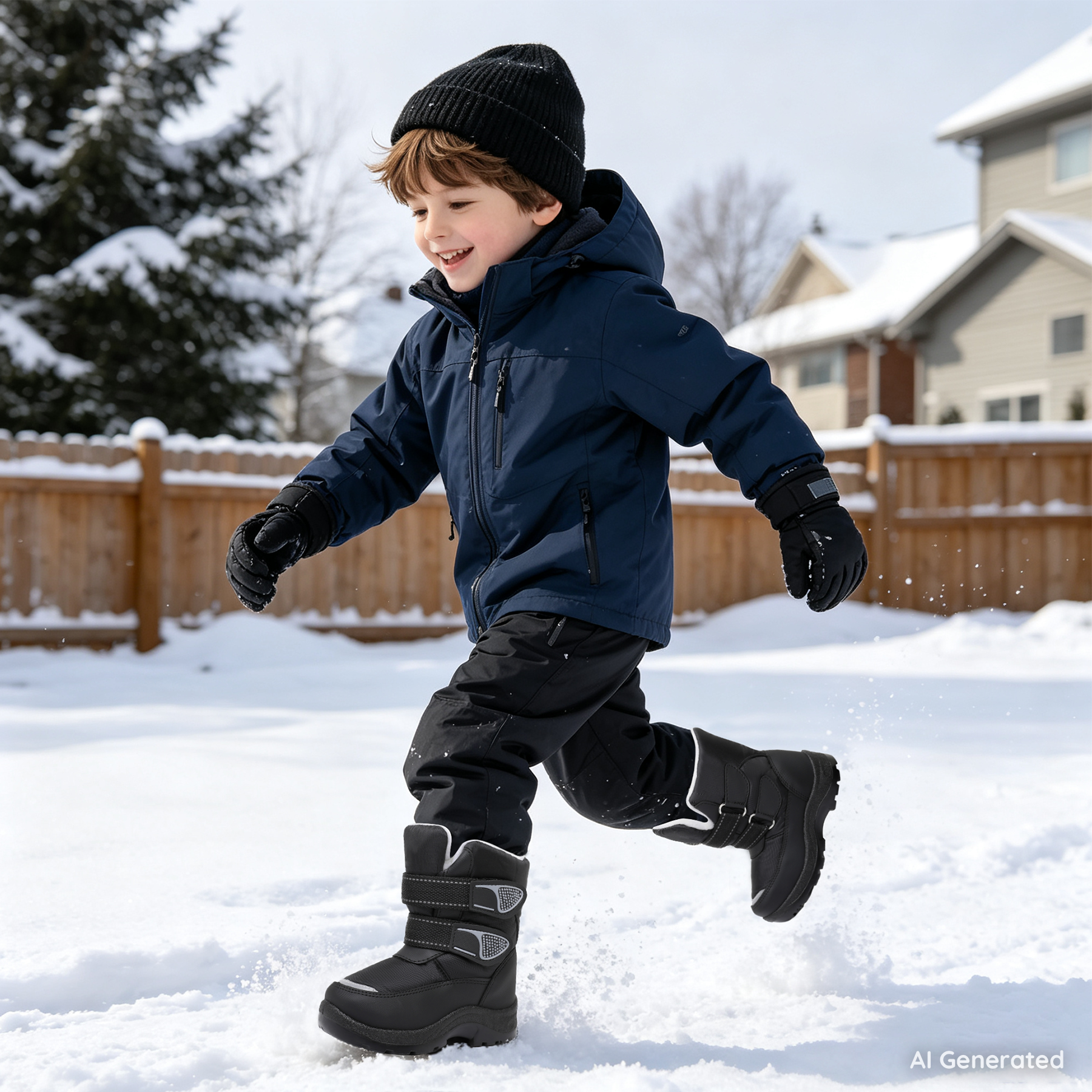 Apakowa Kids' Snow Boots with Water-Resistant Upper photo 6