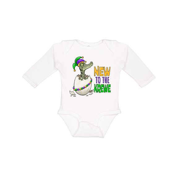 Inktastic New to the Krewe Mardi Gras Baby Alligator Boys or Girls Long Sleeve Baby Bodysuit