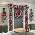 thumbnail image 4 of 6-Foot Flocked Christmas Wreath with Rattan, European Style Door Hanging Decoration for Indoor Outdoor Use A, 4 of 8