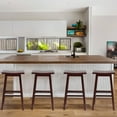 thumbnail image 2 of CL.HPAHKL Kitchen Bar Stools Set of 2, 30 Inch Counter Height Stools Backless Barstools with Footrest Countertop Solid Wooden Saddle Seats for Breakfast Bar, Kitchen Island, Party Room, Brown, 2 of 11