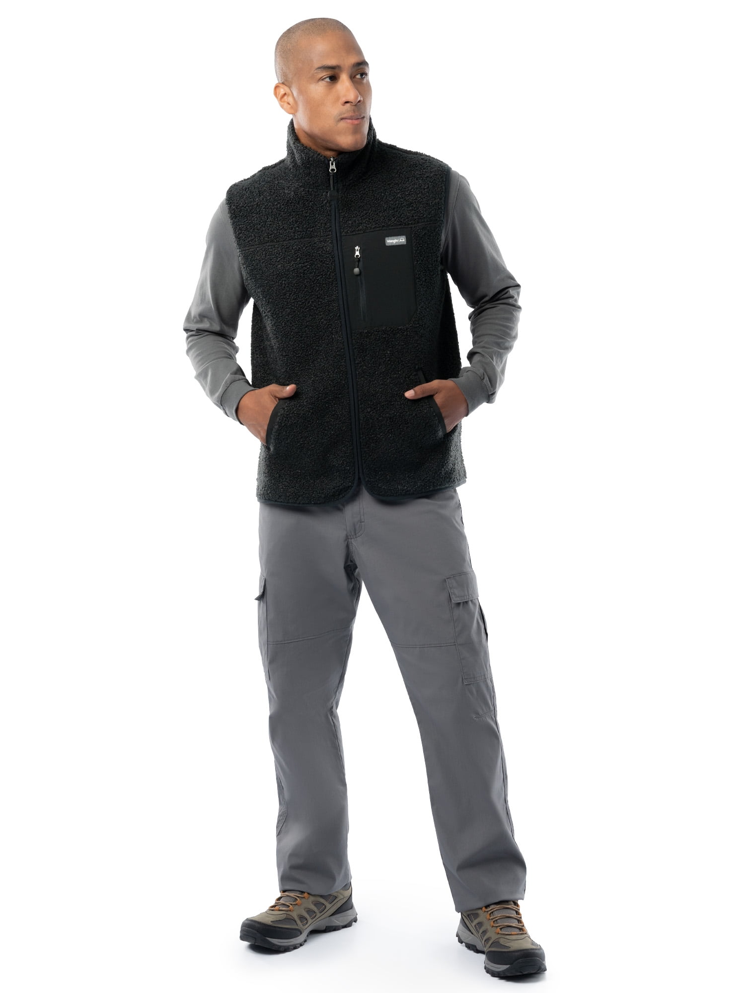 Wrangler Outdoor Men's & Big Men's Full Zip Burly Utility Hiking Sweater Vest, Size S-2XL