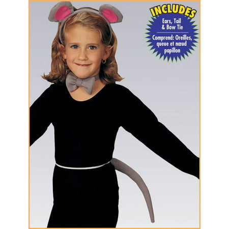 Child Girls Grey Gray Mouse Ears Tail Kit Set Costume