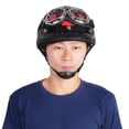 thumbnail image 4 of Casco abierto de cuero, casco de motocicleta universal, casco sintético para motocicleta con visera, gafas UV, casco abierto, compacto y ligero, 4 of 12