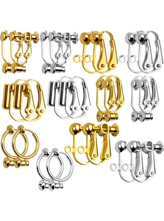 BronaGrand 20 Pieces Earring Clip Backs Clip-on Earring Converter  Components Findings with Post for None Pierced Ears, Silver and Gold