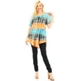 thumbnail image 5 of Sakkas Monet Long Tall Tie Dye Ombre Embroidered Cap Sleeve Blouse Shirt Top - Turquoise / Orange - One Size, 5 of 5