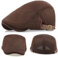 thumbnail image 4 of Minzimin 2 Pack Men's Mesh Cap Breathable Summer Newsboy Hat Adjustable Beret Ivy Cap Irish Cabbie Driving Hats, 4 of 7