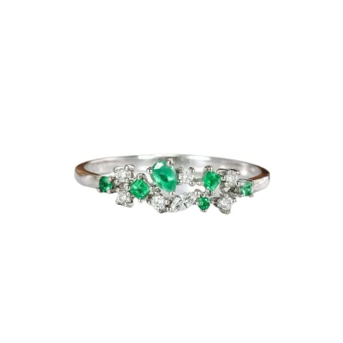HeartsAndYou 1.5ct Multi Cut Natural Emerald Diamond Ring Promise Cluster 14k REAL White Gold