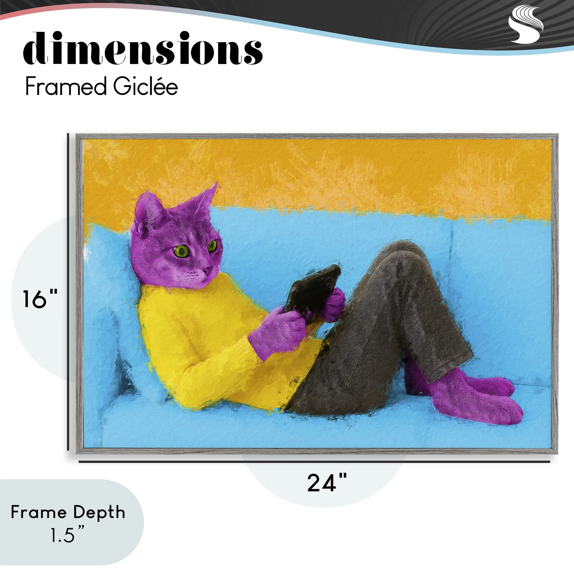Stupell Industries Vibrant Cat Playing Game Gray Framed Giclee Art, design by Sean Parnell