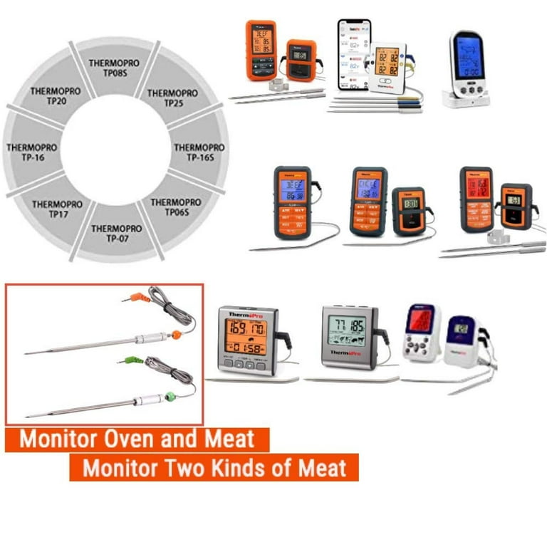 Replacement ThermoPro Probe for TP25 TP20 TP08S ThermoPro Probe with 2 Grill Meat Thermometer Probe and TP08 TP17 TP16 TP11 TP09 TP10 TP-07 TP06S