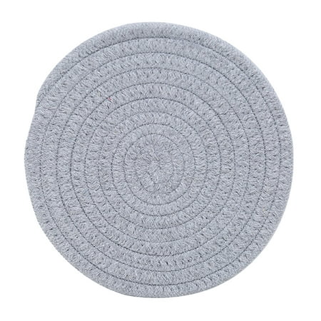 

1pc Cotton Thread Weave Coaster Simple Round Non-slip Placemat Cup Mat Hot Insulation Pad - Size M (Grey)