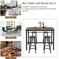thumbnail image 4 of SYNGAR 5 Piece Bar Table Set, Kitchen Counter Height Table with 4 Stools, Space Saving Pub Table Set for 4 Person with Metal Frame, Wood Dining Table & Chair Set for Breakfast Nook Pub Bistro, B960, 4 of 9