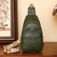thumbnail image 4 of ibiyuan Crossbody Sling Backpack Sling Bag Retro Large Capacity Zipper Messenger Bag for Women, Fashion Solid Pattern Practical Daily Shoulder Crossbody Bag, 4 of 6