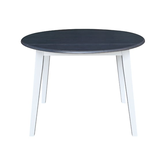 42" Round Solid Wood Dual Drop Leaf Table with 4 Chairs in White/Heather Gray